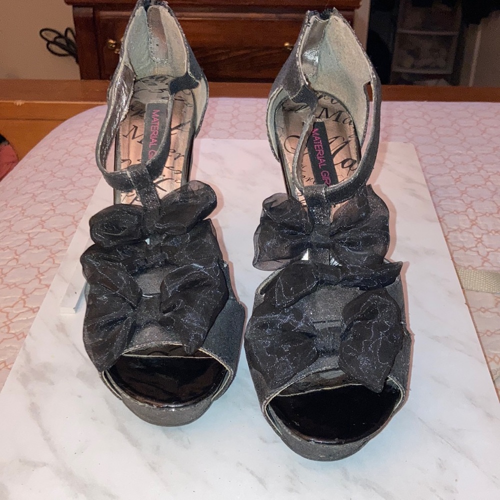 Material Girl black three bow heels